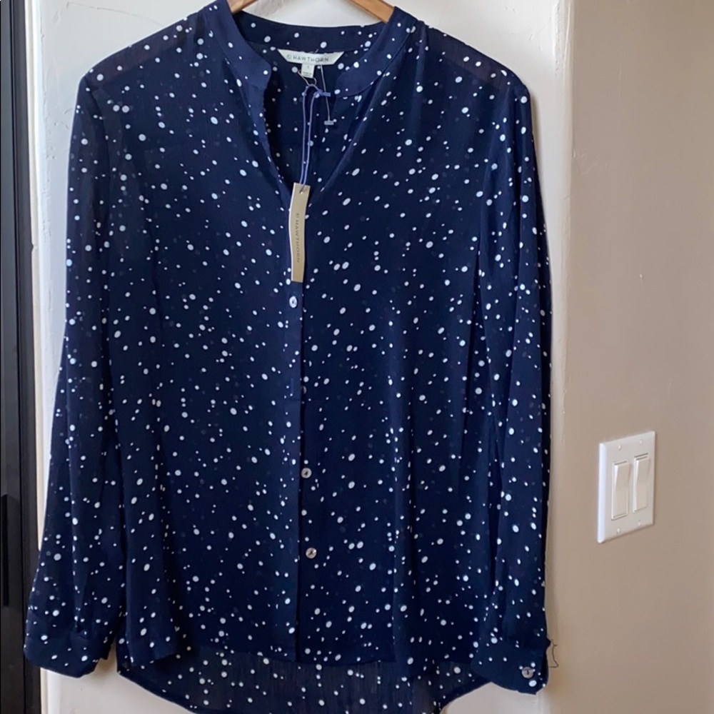 Navy blue polka dot blouse
